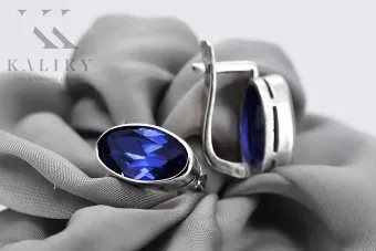 Vintage 925 Silver sapphire earrings vec001s Russian Soviet style