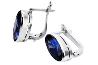 Vintage 925 Silver sapphire earrings vec001s Russian Soviet style