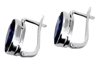 Vintage 925 Silver sapphire earrings vec001s Russian Soviet style