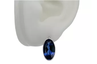 Pendientes vintage de zafiro de plata 925 vec001s