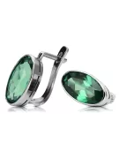 Vintage 925 Silver emerald earrings vec001s Russian Soviet style