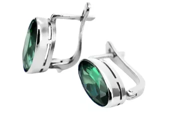 Vintage 925 Silver emerald earrings vec001s Russian Soviet style