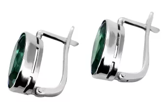 Vintage 925 Silver emerald earrings vec001s Russian Soviet style