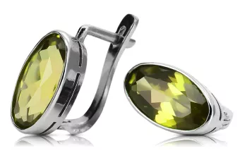 Vintage 925 Silver peridot earrings vec001s Russian Soviet style