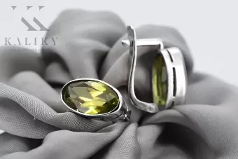 Vintage 925 Silver peridot earrings vec001s Russian Soviet style