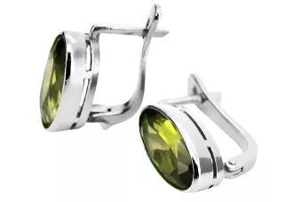 Vintage 925 Silver peridot earrings vec001s Russian Soviet style