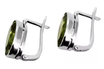 Vintage 925 Silver peridot earrings vec001s Russian Soviet style