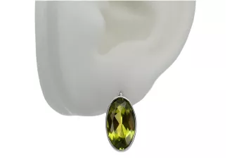 Vintage 925 Silver peridot earrings vec001s Russian Soviet style