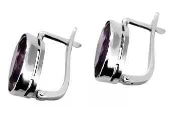 Vintage Silver 925 Earrings with Alexandrite, Oval 8mm/15mm