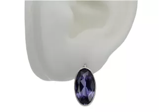 Vintage Silber 925 Ohrringe mit Alexandrit, Oval 8mm/15mm
