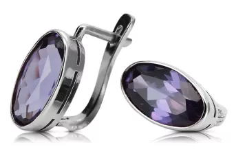 Vintage Silver 925 Earrings with Alexandrite, Oval 8mm/15mm