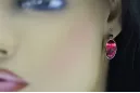 Boucles d'oreilles vintage en argent plaqué or rose 925 rubis vec001rp