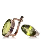 Vintage silver rose gold plated 925 peridot earrings vec001rp Russian Soviet style