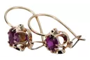 Boucles d'oreilles améthyste en or rose 14 carats 585 vec035 Vintage
