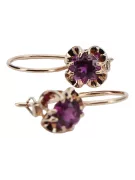 Rose pink 14k 585 gold amethyst earrings vec035 Vintage Russian Soviet style