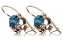 Rose pink 14k 585 gold aquamarine earrings vec035 Vintage Russian Soviet style