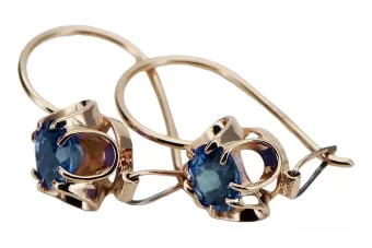 Pendientes de aguamarina de oro rosa rosa 14k 585 vec035 Vintage