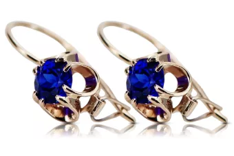 Pendientes de zafiro rosa rosa 14k 585 vec035 Vintage