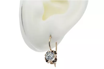 Pendientes de circonita de oro rosa rosa 14k 585 vec035 Vintage