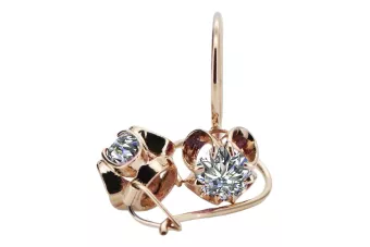 Pendientes de circonita de oro rosa rosa 14k 585 vec035 Vintage
