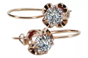 Pendientes de circonita de oro rosa rosa 14k 585 vec035 Vintage