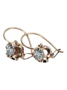 Boucles d'oreilles Rose Rose en or 14 carats 585 et zircon vec035 Vintage