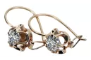 Rose pink 14k 585 gold zircon earrings vec035 Vintage Russian Soviet style
