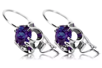 Strieborné 925 Ruské náušnice s Alexandrite VEC035s Vintage