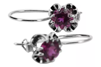 Silver 925 amethyst earrings vec035s Vintage Russian Soviet style