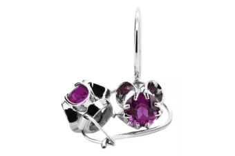 Silver 925 amethyst earrings vec035s Vintage Russian Soviet style