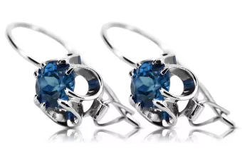 Silver 925 aquamarine earrings vec035s Vintage Russian Soviet style