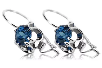 Silver 925 Ruské náušnice s Aquamarine VEC035s Vintage