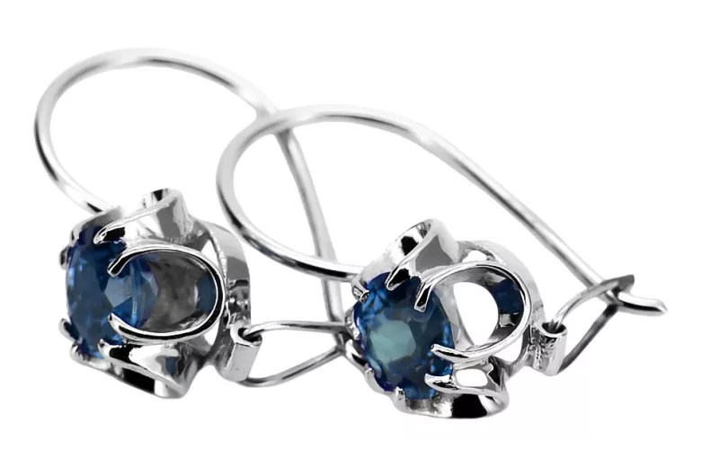 Silver 925 aquamarine earrings vec035s Vintage Russian Soviet style