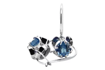 Silver 925 aquamarine earrings vec035s Vintage Russian Soviet style