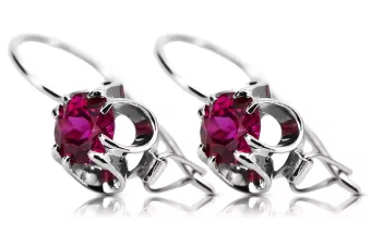 Silver 925 ruby earrings vec035s Vintage Russian Soviet style