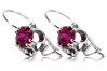 Silver 925 ruby earrings vec035s Vintage Russian Soviet style