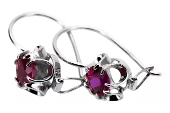 Silver 925 ruby earrings vec035s Vintage Russian Soviet style