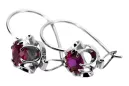Silver 925 ruby earrings vec035s Vintage Russian Soviet style