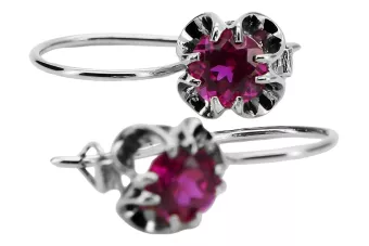 Silver 925 ruby earrings vec035s Vintage Russian Soviet style