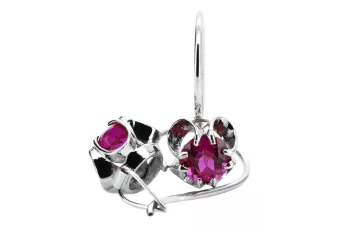 Silver 925 ruby earrings vec035s Vintage Russian Soviet style