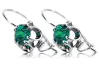 Silver 925 emerald earrings vec035s Vintage Russian Soviet style