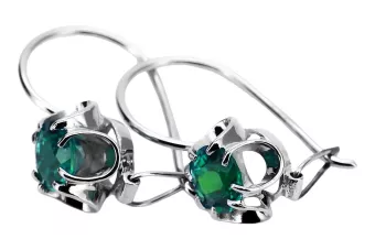 Silver 925 emerald earrings vec035s Vintage Russian Soviet style