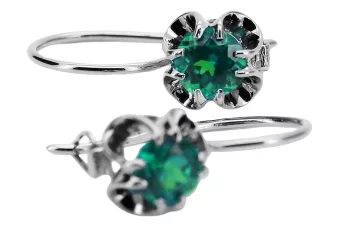 Silver 925 emerald earrings vec035s Vintage Russian Soviet style