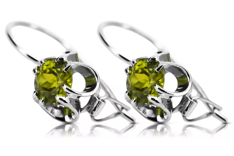 Silver 925 peridot earrings vec035s Vintage Russian Soviet style