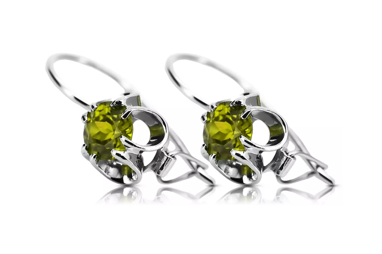Silver 925 peridot earrings vec035s Vintage Russian Soviet style Silver 925 peridot earrings vec035s Vintage Russian Soviet style