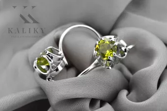Silver 925 ruských náušnic s Peridotem Vec035S vinobraní