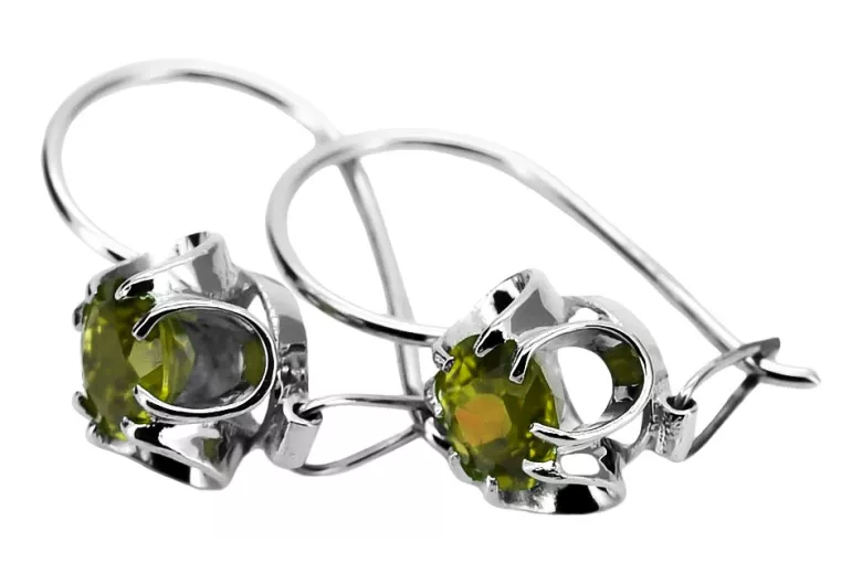 Silver 925 peridot earrings vec035s Vintage Russian Soviet style