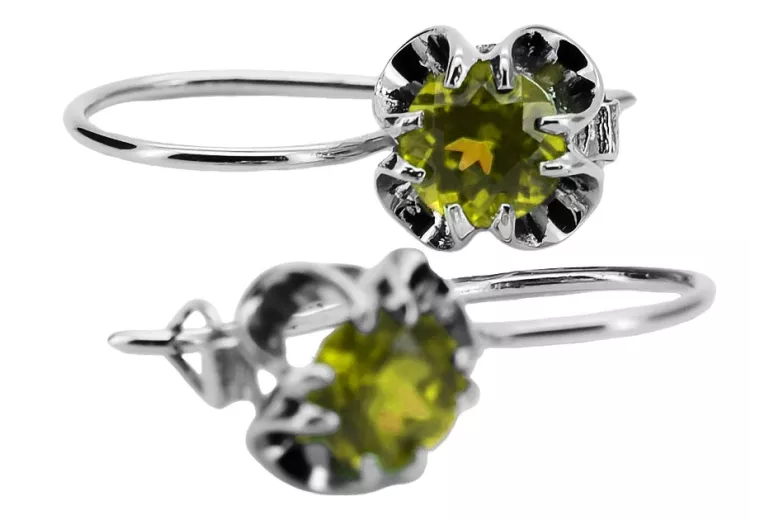 Silver 925 peridot earrings vec035s Vintage Russian Soviet style