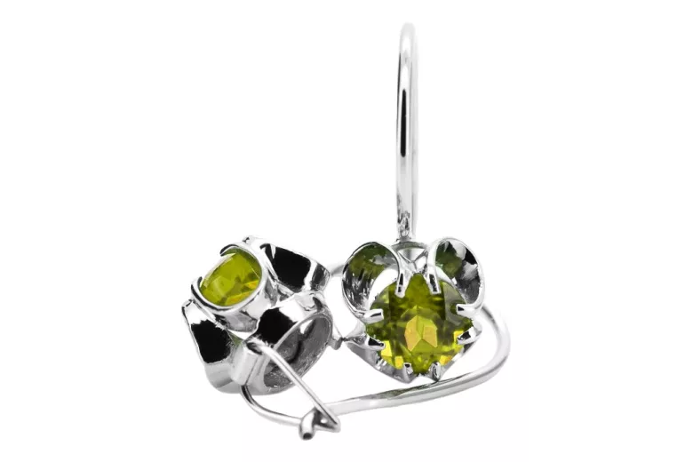 Silver 925 peridot earrings vec035s Vintage Russian Soviet style