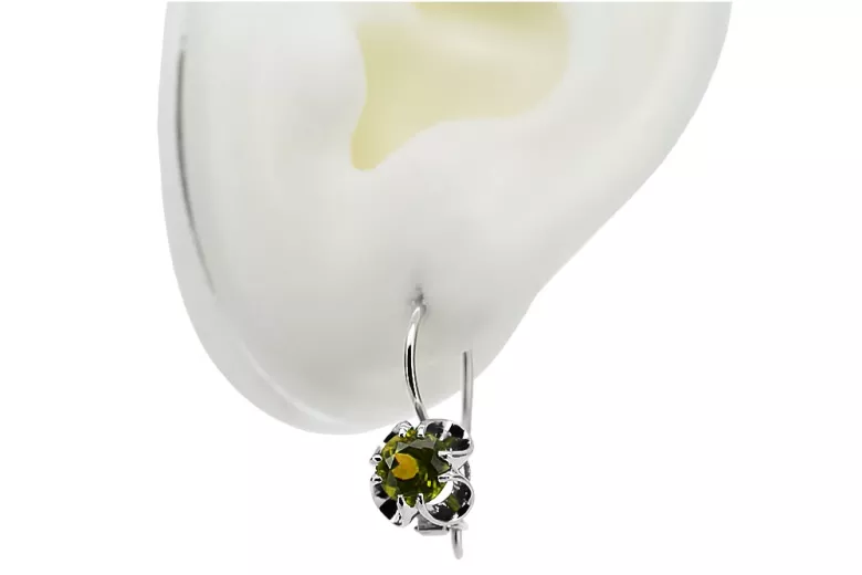 Silver 925 peridot earrings vec035s Vintage Russian Soviet style